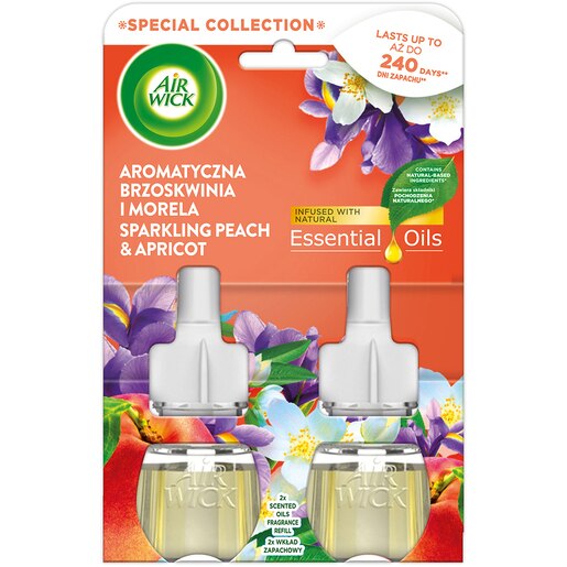 Set rezerve odorizant de camera electric AIR WICK, Piersici si Caise, 2 x 19 ml Set rezerve odorizant de camera electric AIR WICK, Piersici si Caise, 2 x 19 ml