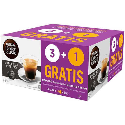 Capsule cafea NESCAFE Espresso Intenso, compatibile Dolce Gusto, 64 capsule, 448g Capsule cafea NESCAFE Espresso Intenso, compatibile Dolce Gusto, 64 capsule, 448g