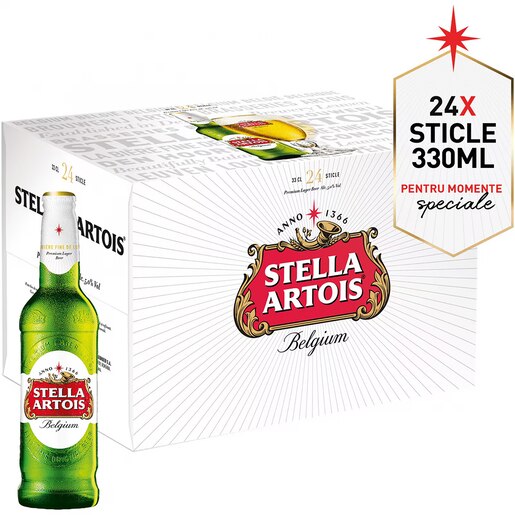 Bere blonda Stella Artois bax 0.33L x 24 sticle Bere blonda Stella Artois bax 0.33L x 24 sticle