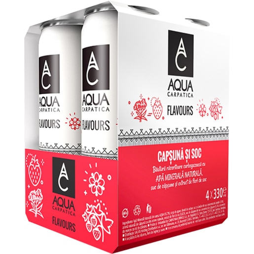 Apa minerala AQUA CARPATICA Capsuna & Soc bax 0.33L x 4 doze Apa minerala AQUA CARPATICA Capsuna & Soc bax 0.33L x 4 doze