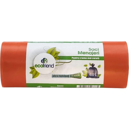 Saci menajeri ECOFRIEND 7932, 60 l, 15 bucati/rola Saci menajeri ECOFRIEND 7932, 60 l, 15 bucati/rola