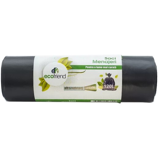Saci menajeri ECOFRIEND 4360, 10 bucati, 120 l, negru Saci menajeri ECOFRIEND 4360, 10 bucati, 120 l, negru