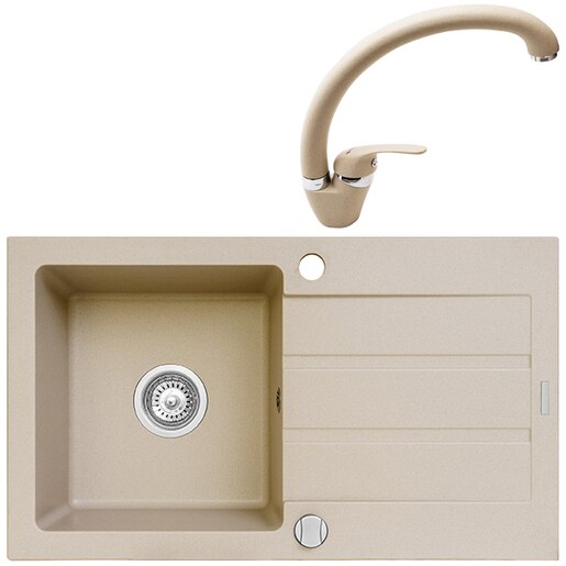 Pachet chiuveta PYRAMIS Econom, 1 cuva, picurator reversibil, compozit granit + baterie, bej Pachet chiuveta PYRAMIS Econom, 1 cuva, picurator reversibil, compozit granit + baterie, bej