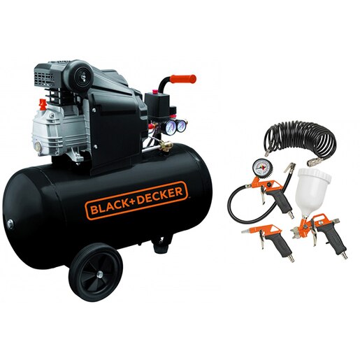 Compresor aer BLACK & DECKER BD 205/50+1, Electric, cu ulei, 50 litri, 2 CP, 8 Bar + 4 accesorii Compresor aer BLACK & DECKER BD 205/50+1, Electric, cu ulei, 50 litri, 2 CP, 8 Bar + 4 accesorii