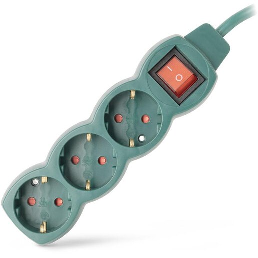 Prelungitor ENTAC ESE1.5G3-3-SW-G, 3 prize Shucko, 3m, intrerupator, verde Prelungitor ENTAC ESE1.5G3-3-SW-G, 3 prize Shucko, 3m, intrerupator, verde