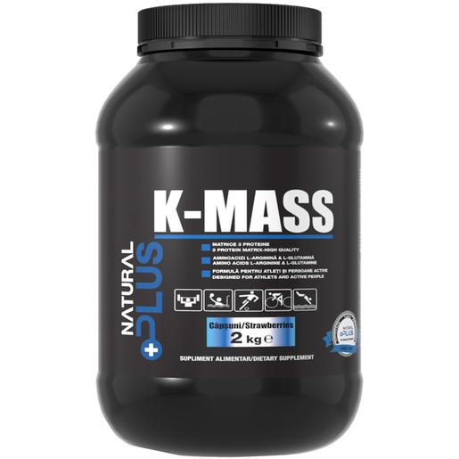 Supliment K-Mass, capsuni, 2 kg, NATURAL PLUS Supliment K-Mass, capsuni, 2 kg, NATURAL PLUS