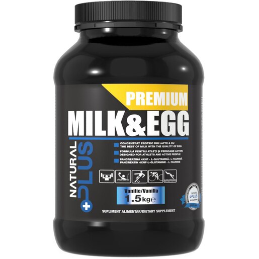 Supliment Milk&Egg, vanilie, 1.5 kg, NATURAL PLUS Supliment Milk&Egg, vanilie, 1.5 kg, NATURAL PLUS
