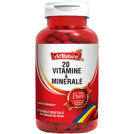 Supliment 20 Vitamine si Minerale, 60 capsule, AD NATURA Supliment 20 Vitamine si Minerale, 60 capsule, AD NATURA