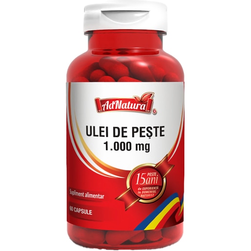 Supliment Ulei de peste 1000 mg, 60 capsule, AD NATURA Supliment Ulei de peste 1000 mg, 60 capsule, AD NATURA