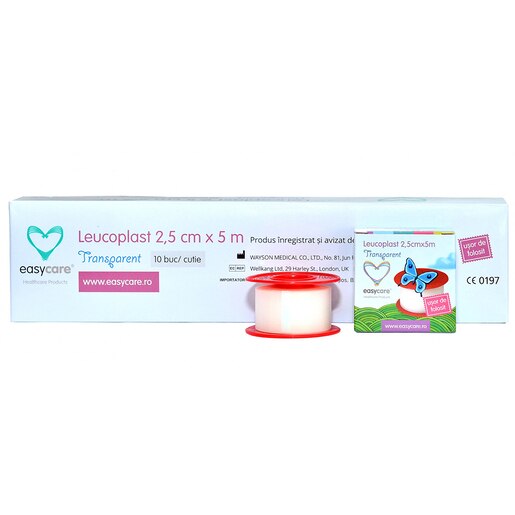 Leucoplast EASYCARE, transparent, 2.5cm x 5m, 10buc Leucoplast EASYCARE, transparent, 2.5cm x 5m, 10buc