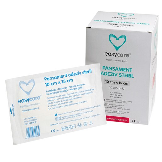 Pansament adeziv EASYCARE, steril, 10x15cm, 50buc Pansament adeziv EASYCARE, steril, 10x15cm, 50buc