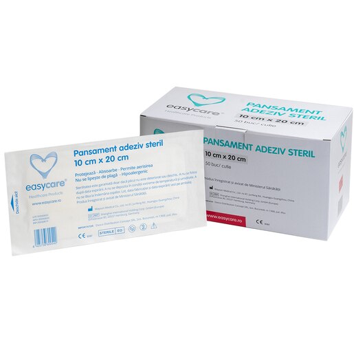 Pansament adeziv EASYCARE steril, 10x20cm, 50buc Pansament adeziv EASYCARE steril, 10x20cm, 50buc
