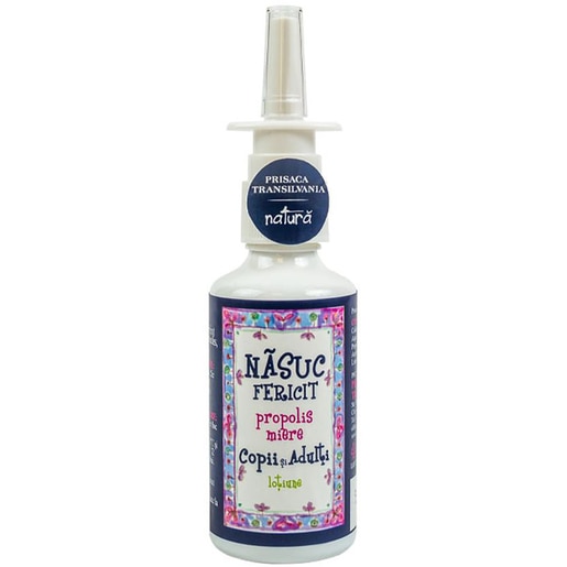 Spray nazal pentru copii Nasuc Fericit, cu propolis si miere, 20 ml, PRISACA TRANSILVANIA Spray nazal pentru copii Nasuc Fericit, cu propolis si miere, 20 ml, PRISACA TRANSILVANIA