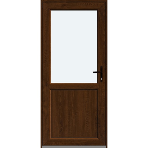 Usa intrare APLAST, cu geam, stanga, PVC, 88 x 195 cm, maro inchis Usa intrare APLAST, cu geam, stanga, PVC, 88 x 195 cm, maro inchis