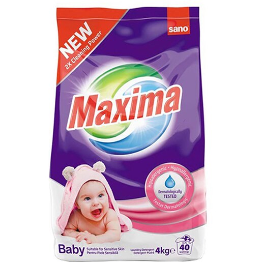 Detergent automat pentru piele sensibila SANO Maxima Baby, 4 kg, 40 spalari Detergent automat pentru piele sensibila SANO Maxima Baby, 4 kg, 40 spalari