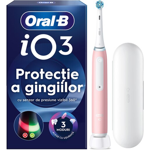 Periuta de dinti electrica ORAL-B iO3, 3 programe, 1 capat, roz Periuta de dinti electrica ORAL-B iO3, 3 programe, 1 capat, roz
