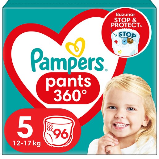 Scutece chilotel PAMPERS Pants Mega Box nr 5, Unisex, 12-17 kg, 96 buc Scutece chilotel PAMPERS Pants Mega Box nr 5, Unisex, 12-17 kg, 96 buc