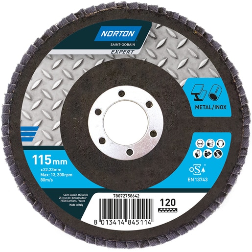 Disc lamelar frontal Norton, 115x22mm, P120 Disc lamelar frontal Norton, 115x22mm, P120