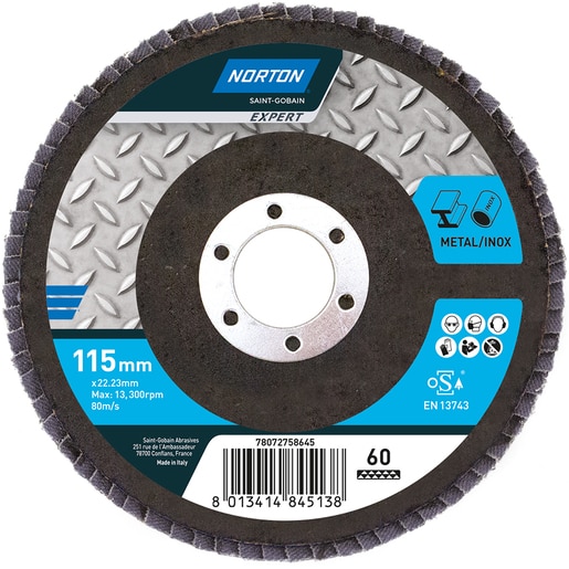 Disc lamelar frontal Norton, 115x22mm, P60 Disc lamelar frontal Norton, 115x22mm, P60