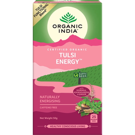 Ceai ORGANIC INDIA Tulsi Energy, 25 plicuri, 50g Ceai ORGANIC INDIA Tulsi Energy, 25 plicuri, 50g