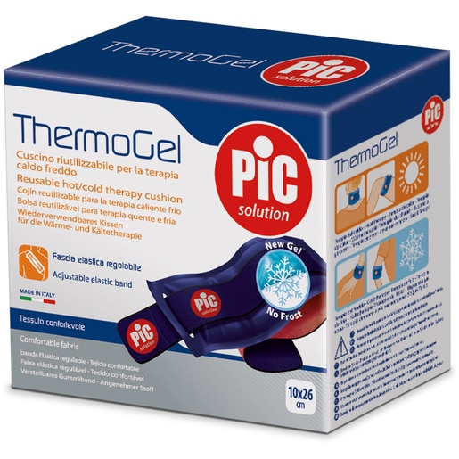 Compresa reutilizabila PIC SOLUTION ThermoGel, cu banda elastica, 10x26cm Compresa reutilizabila PIC SOLUTION ThermoGel, cu banda elastica, 10x26cm