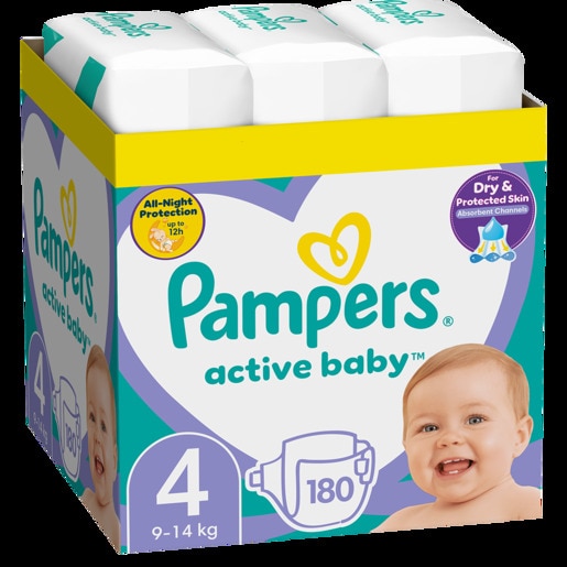 Scutece PAMPERS Active Baby XXL Box nr 4, Unisex, 9-14 kg, 180 buc Scutece PAMPERS Active Baby XXL Box nr 4, Unisex, 9-14 kg, 180 buc