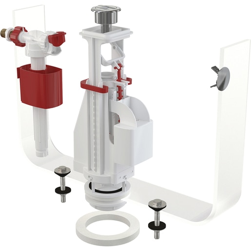 Set mecanism de clatire WC ALCA SA08AK, actionare dubla, flotor 3/8", buton crom Set mecanism de clatire WC ALCA SA08AK, actionare dubla, flotor 3/8", buton crom