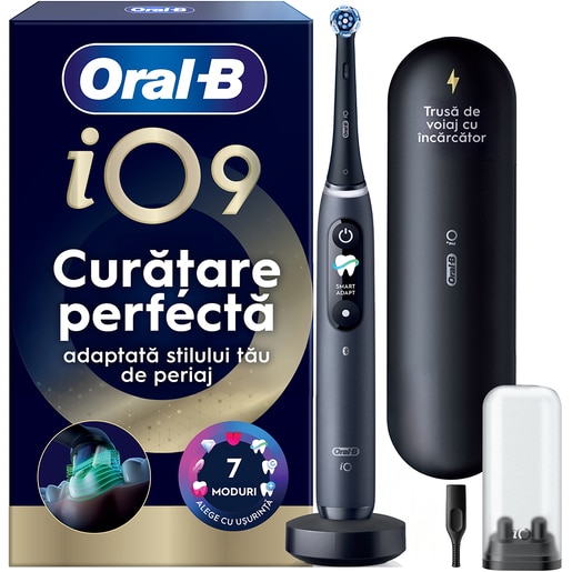 Periuta de dinti electrica ORAL-B iO9, Bluetooth, Curatare 3D, 7 programe, 1 capat, negru Periuta de dinti electrica ORAL-B iO9, Bluetooth, Curatare 3D, 7 programe, 1 capat, negru