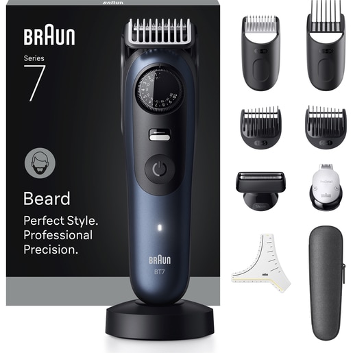 Aparat de tuns barba BRAUN Seria 7 BT7540, acumulator, autonomie 120 min, albastru Aparat de tuns barba BRAUN Seria 7 BT7540, acumulator, autonomie 120 min, albastru