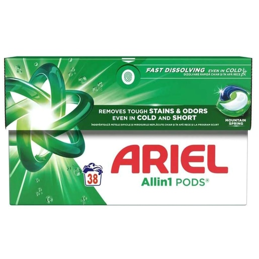 Detergent capsule ARIEL All in One PODS Mountain Spring, 38 spalari Detergent capsule ARIEL All in One PODS Mountain Spring, 38 spalari