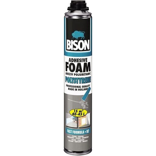 Adeziv poliuretanic pentru polistiren BISON, aplicare pistol, 750ml Adeziv poliuretanic pentru polistiren BISON, aplicare pistol, 750ml