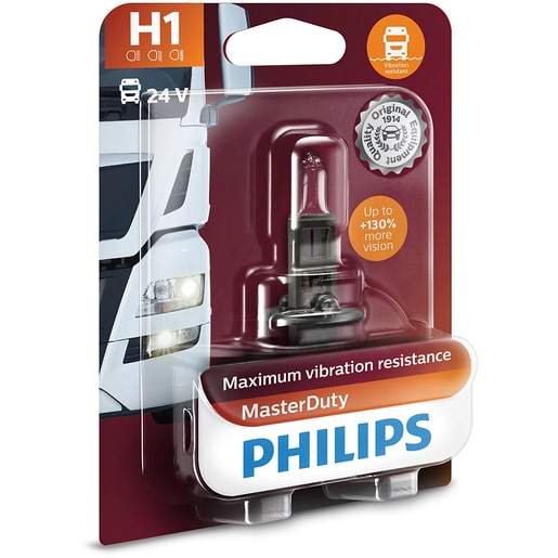 Bec auto Halogen PHILIPS Master Duty, H1, 3200K, 55W, 12V, 1buc Bec auto Halogen PHILIPS Master Duty, H1, 3200K, 55W, 12V, 1buc