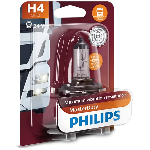 Bec auto Halogen PHILIPS Master Duty, H4, 3200K, 60/55W, 12V, 1buc Bec auto Halogen PHILIPS Master Duty, H4, 3200K, 60/55W, 12V, 1buc
