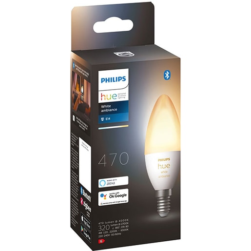 Bec LED Smart PHILIPS Hue 8719514356658, E14, 4W, 470lm, lumina variabila Bec LED Smart PHILIPS Hue 8719514356658, E14, 4W, 470lm, lumina variabila