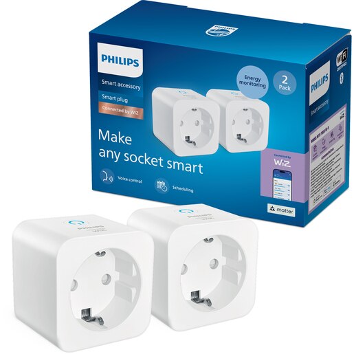 Pachet 2 prize inteligente PHILIPS 8721103164001, Wi-Fi, WiZ, IP20, alb Pachet 2 prize inteligente PHILIPS 8721103164001, Wi-Fi, WiZ, IP20, alb