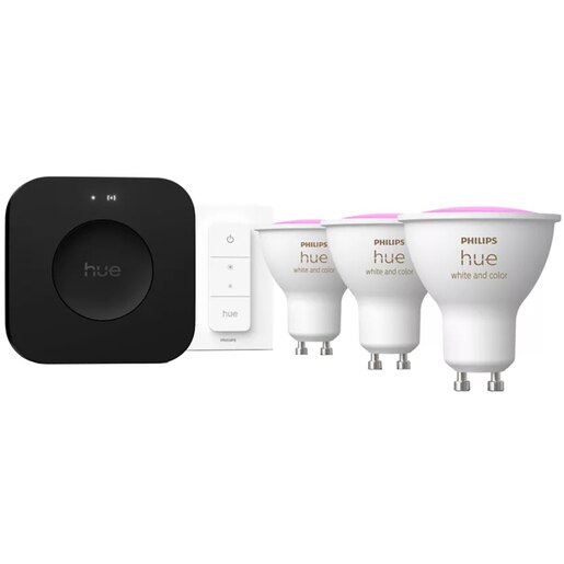 Starter kit PHILIPS HUE 8720169374546, GU10, 4.2W, 400lm, Lumina RGB Starter kit PHILIPS HUE 8720169374546, GU10, 4.2W, 400lm, Lumina RGB