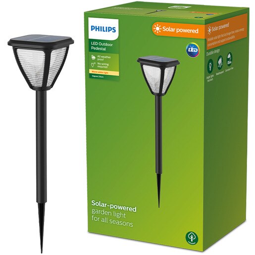 Lampa solara Philips Vapora, 1.5W, 200lm, IP44, plastic, negru Lampa solara Philips Vapora, 1.5W, 200lm, IP44, plastic, negru