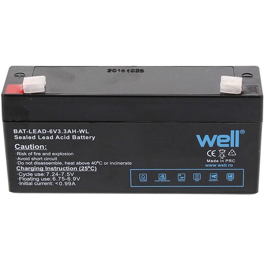 Acumulator plumb acid WELL BAT-LEAD-6V3.3AH-WL, 6V, 3.3 Ah Acumulator plumb acid WELL BAT-LEAD-6V3.3AH-WL, 6V, 3.3 Ah