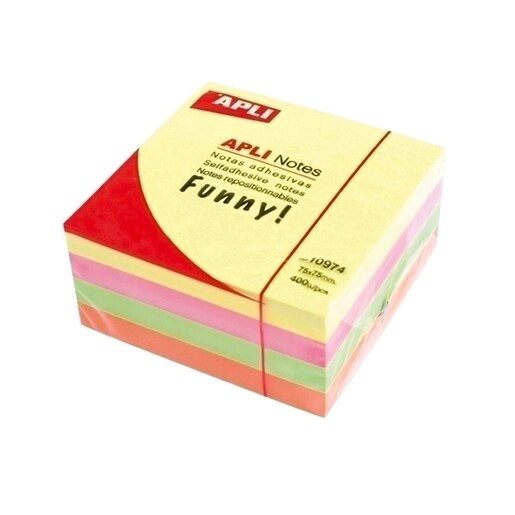 Notite adezive APLI, 400 file, 75 x 75mm, diverse culori Notite adezive APLI, 400 file, 75 x 75mm, diverse culori