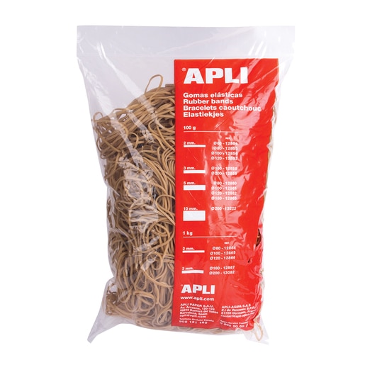 Elastice pentru bani APLI, 120 mm, latime 2 mm, 1000 g/punga Elastice pentru bani APLI, 120 mm, latime 2 mm, 1000 g/punga