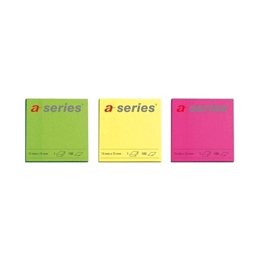 Notite adezive A-SERIES, 100 file, 75 x 75mm, diverse culori Notite adezive A-SERIES, 100 file, 75 x 75mm, diverse culori