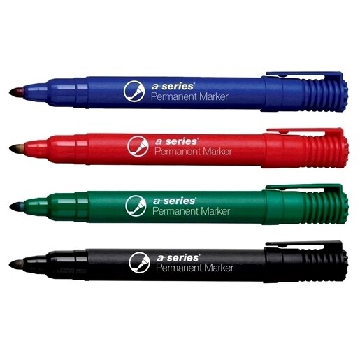 Marker permanent A-SERIES, 2 mm, 4 culori Marker permanent A-SERIES, 2 mm, 4 culori