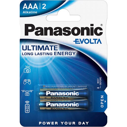 Baterii PANASONIC Evolta Alkaline LR03/AAA, 2 bucati Baterii PANASONIC Evolta Alkaline LR03/AAA, 2 bucati