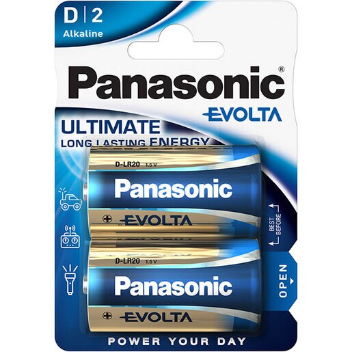 Baterii PANASONIC Evolta Alkaline LR20/D, 2 bucati Baterii PANASONIC Evolta Alkaline LR20/D, 2 bucati