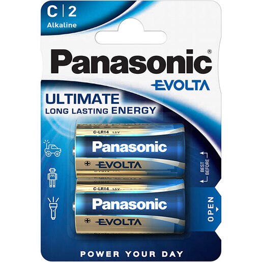 Baterii PANASONIC Evolta Alkaline LR14/C, 2 bucati Baterii PANASONIC Evolta Alkaline LR14/C, 2 bucati