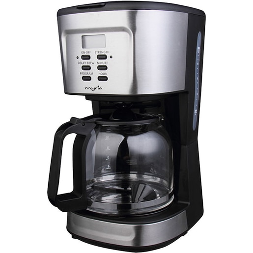 Cafetiera MYRIA MY4442, 1.5l, 900W, 12 cesti, argintiu-negru Cafetiera MYRIA MY4442, 1.5l, 900W, 12 cesti, argintiu-negru