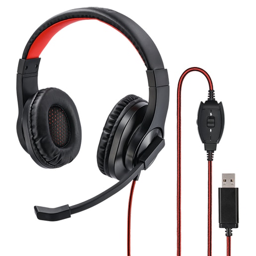 Casti PC HAMA PC-Office HS-USB400, USB, negru-rosu Casti PC HAMA PC-Office HS-USB400, USB, negru-rosu