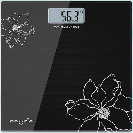 Cantar corporal MYRIA MY4805BK, 150kg, electronic, sticla securizata, negru Cantar corporal MYRIA MY4805BK, 150kg, electronic, sticla securizata, negru