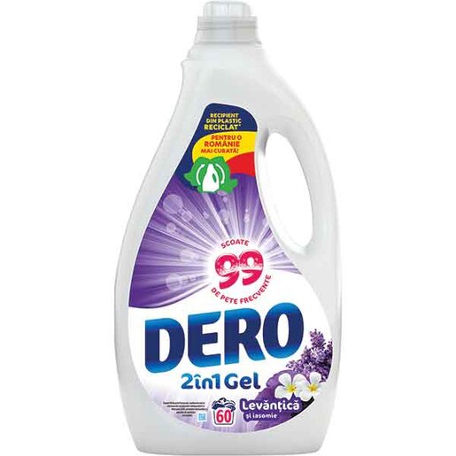 Detergent lichid DERO 2in1, Levantica si iasomie, 3 l, 60 spalari Detergent lichid DERO 2in1, Levantica si iasomie, 3 l, 60 spalari