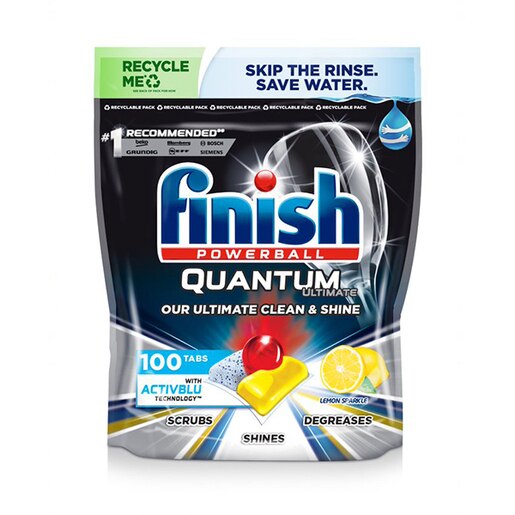 Detergent pentru masina de spalat vase FINISH Quantum Ultimate Clean & Shine Lemon, 100 tablete Detergent pentru masina de spalat vase FINISH Quantum Ultimate Clean & Shine Lemon, 100 tablete